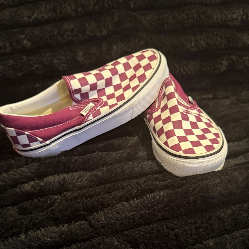 Vans Kids Slip-On Sneakers - Purple and White Checkered